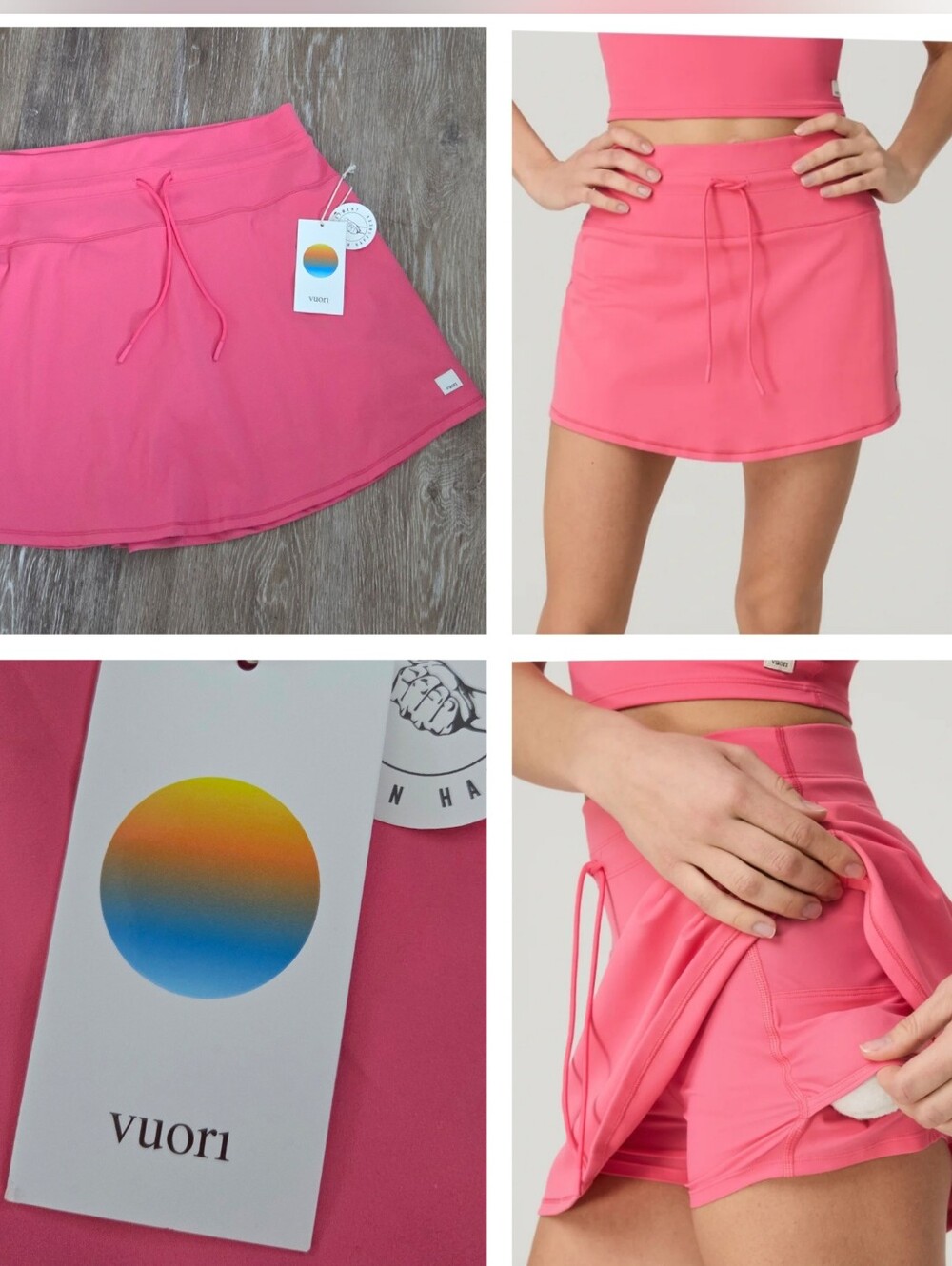 Vuori Daily Skirt Sunset Pink NWT Athletic Skort Tennis Prep Drawcord PRICE FIRM